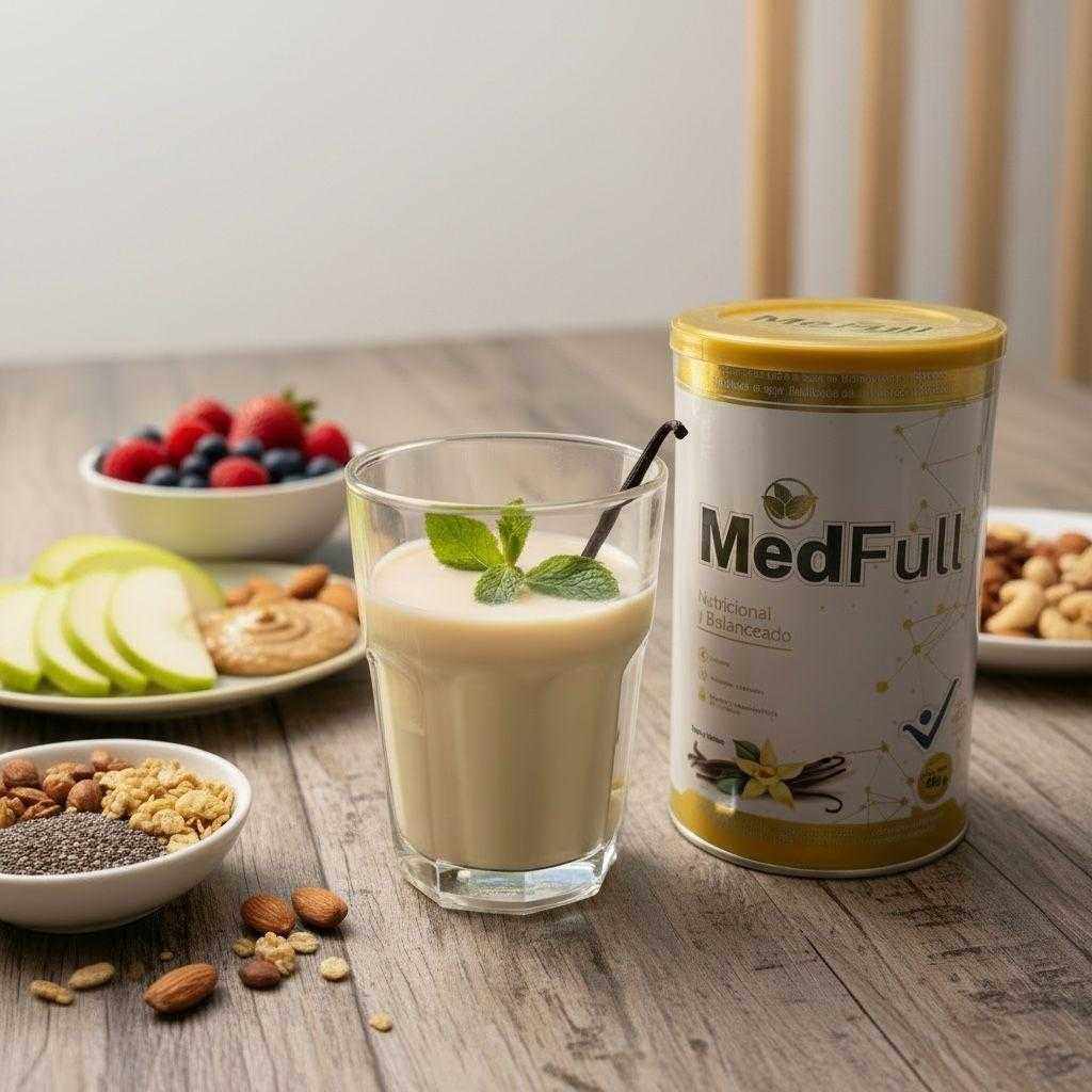 Med-full junto a un desayuno saludable